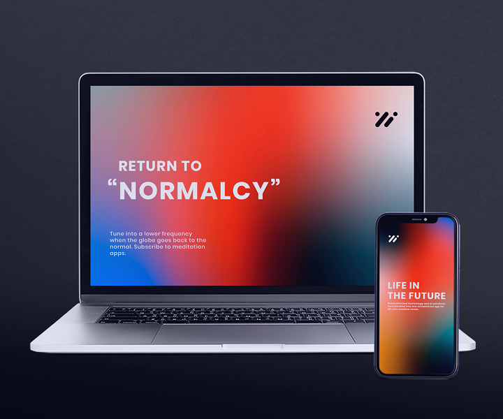 Laptop and phone promoting meditation apps.