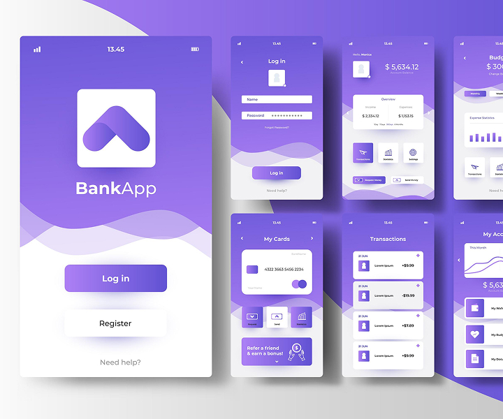 Mobile banking app interface.