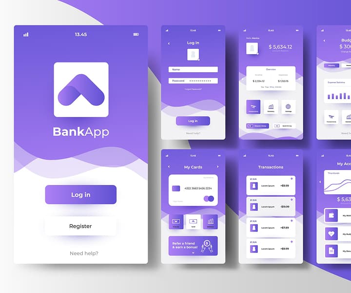 Mobile banking app interface.